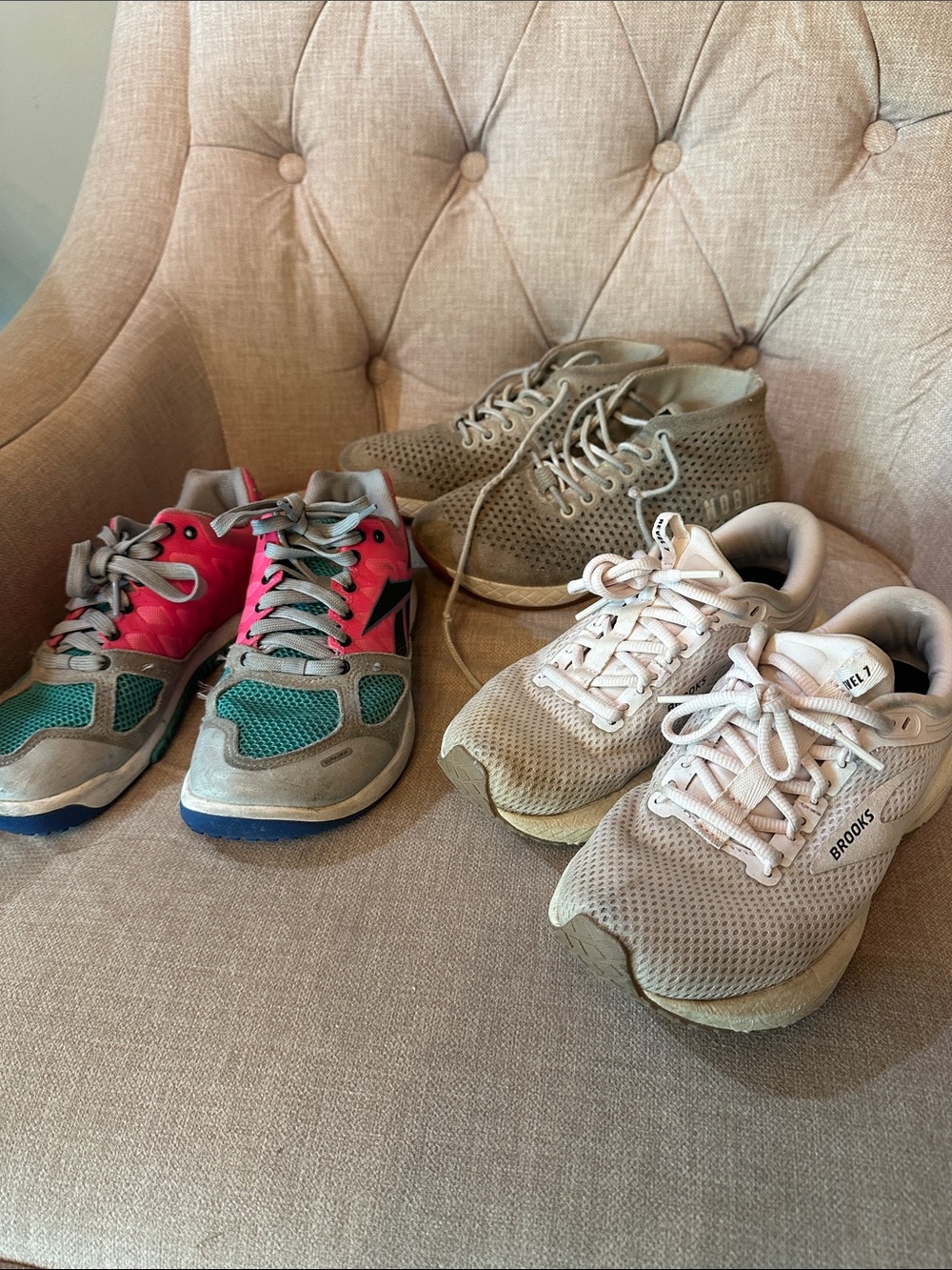 Pair of 3 athletic shoes-Brooks, Reebok, No Bull size 5
